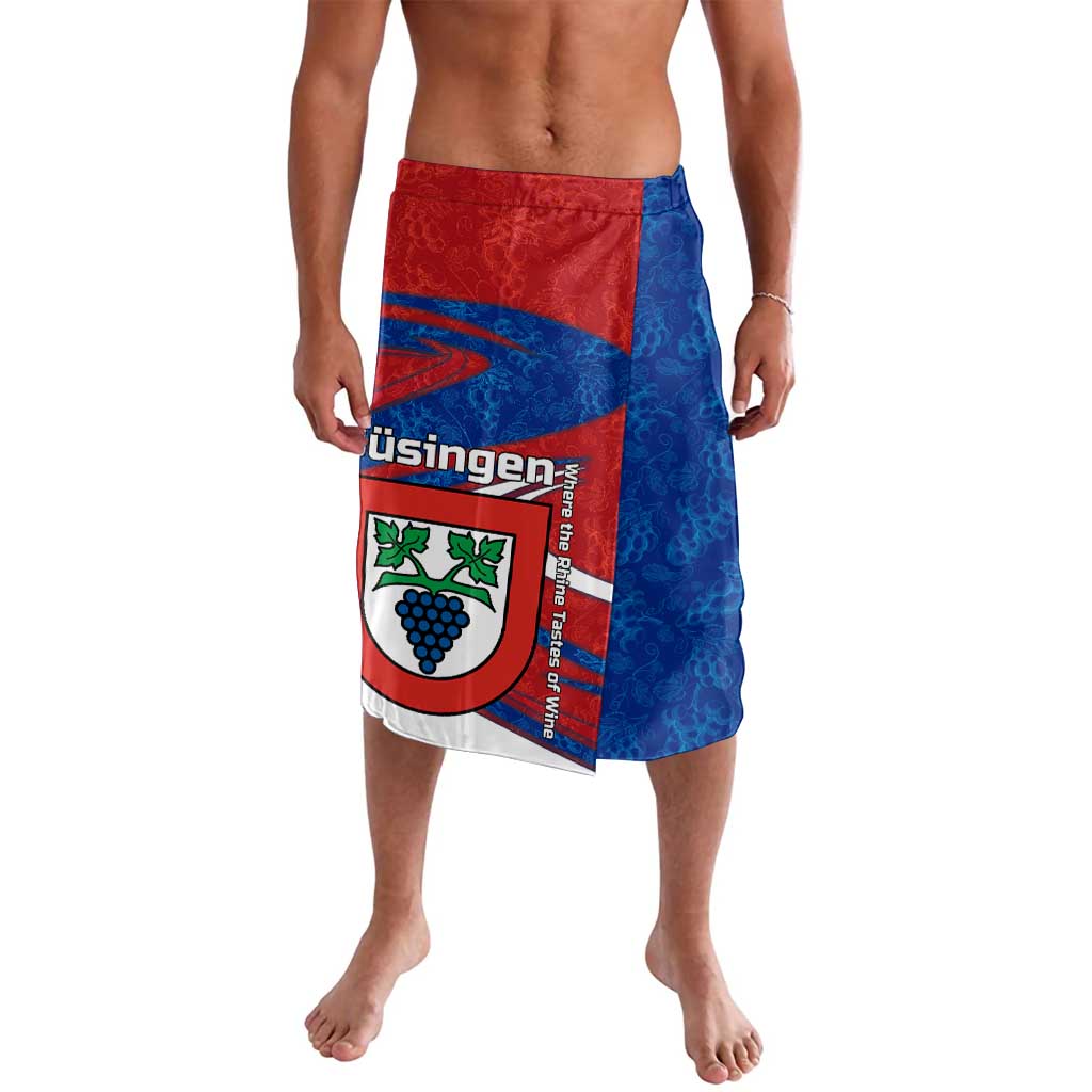 Busingen am Hochrhein Germany Lavalava with Grape Crest Design and Red Blue Wine Theme - Wonder Print Shop