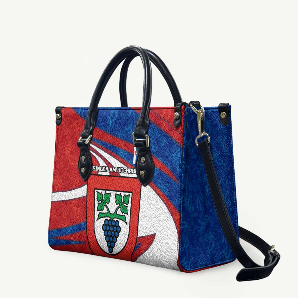 Busingen am Hochrhein Germany Leather Bag with Grape Crest Design and Red Blue Wine Theme - Wonder Print Shop
