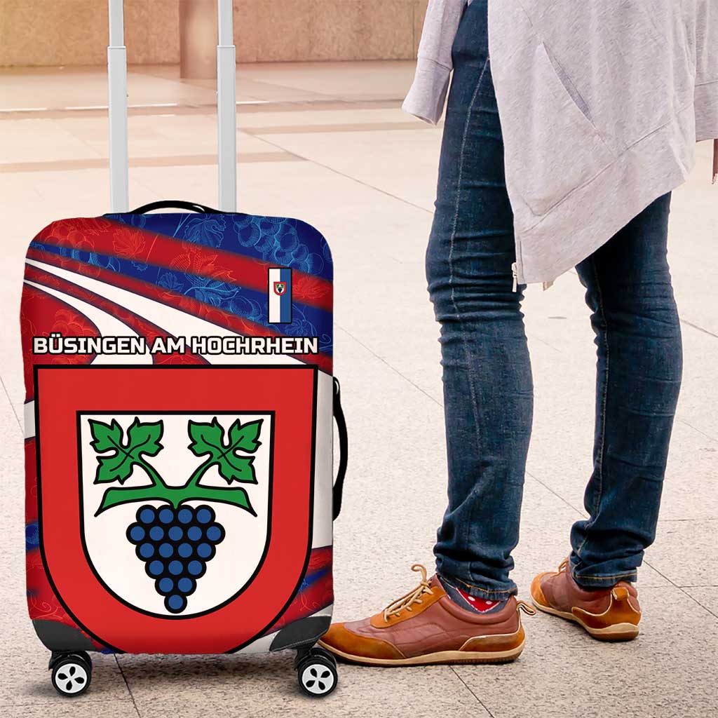 Busingen am Hochrhein Germany Luggage Cover with Grape Crest Design and Red Blue Wine Theme - Wonder Print Shop