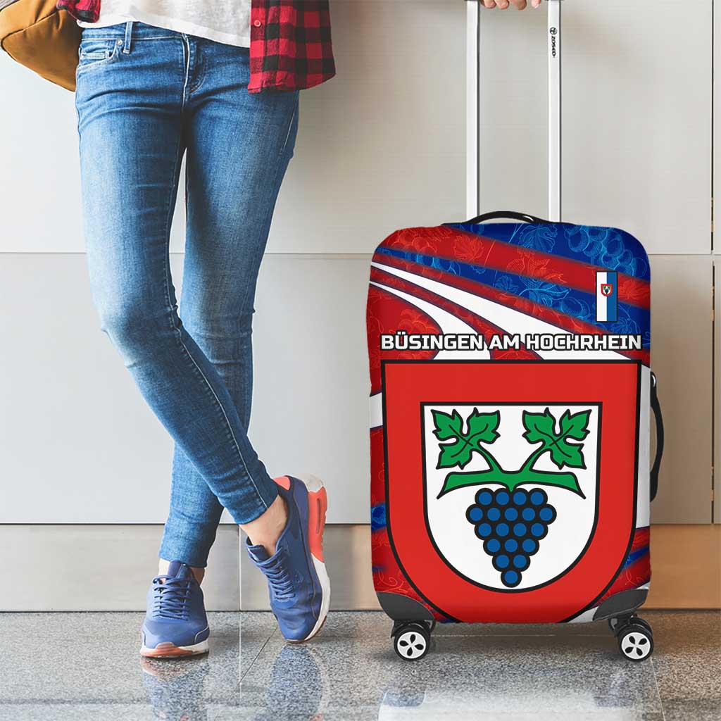 Busingen am Hochrhein Germany Luggage Cover with Grape Crest Design and Red Blue Wine Theme - Wonder Print Shop