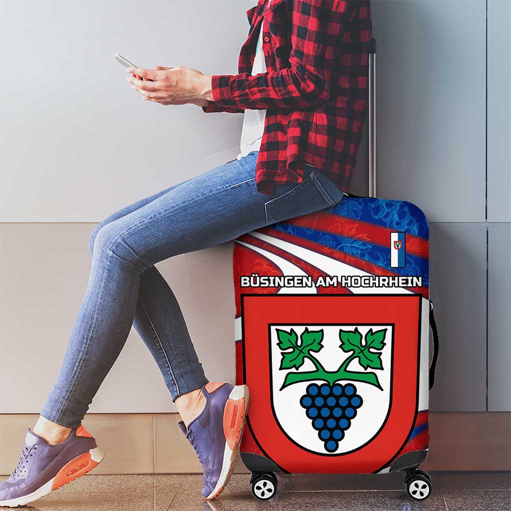 Busingen am Hochrhein Germany Luggage Cover with Grape Crest Design and Red Blue Wine Theme - Wonder Print Shop
