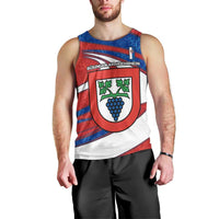 Busingen am Hochrhein Germany Men Tank Top with Grape Crest Design and Red Blue Wine Theme - Wonder Print Shop