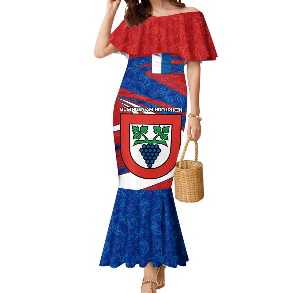 Busingen am Hochrhein Germany Mermaid Dress with Grape Crest Design and Red Blue Wine Theme - Wonder Print Shop