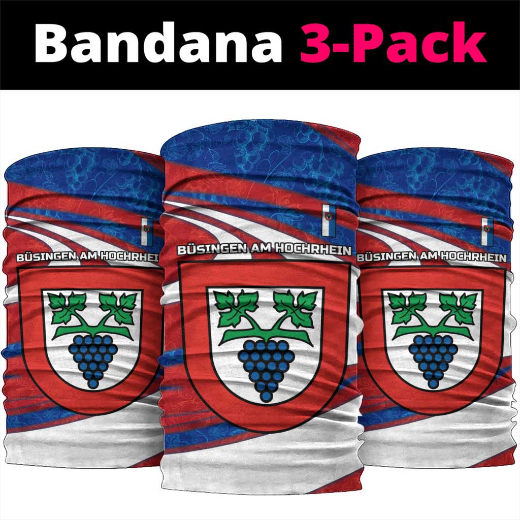 Busingen am Hochrhein Germany Neck Gaiter with Grape Crest Design and Red Blue Wine Theme - Wonder Print Shop