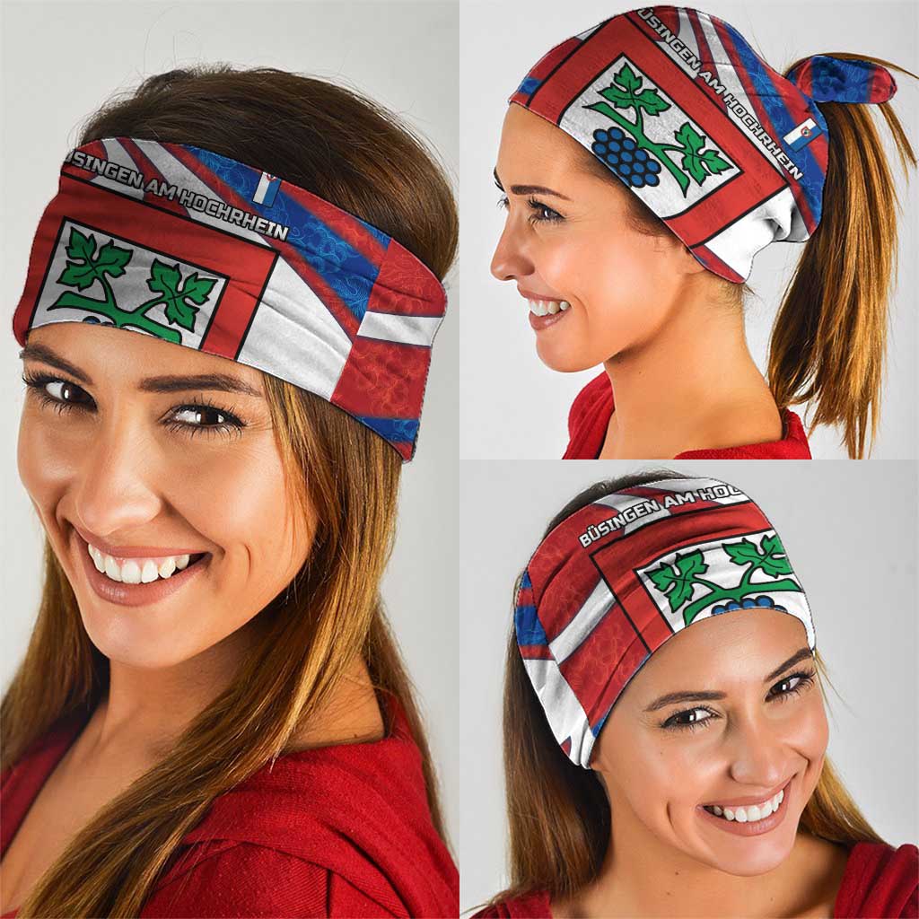 Busingen am Hochrhein Germany Neck Gaiter with Grape Crest Design and Red Blue Wine Theme - Wonder Print Shop