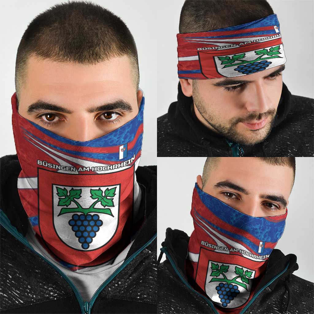 Busingen am Hochrhein Germany Neck Gaiter with Grape Crest Design and Red Blue Wine Theme - Wonder Print Shop