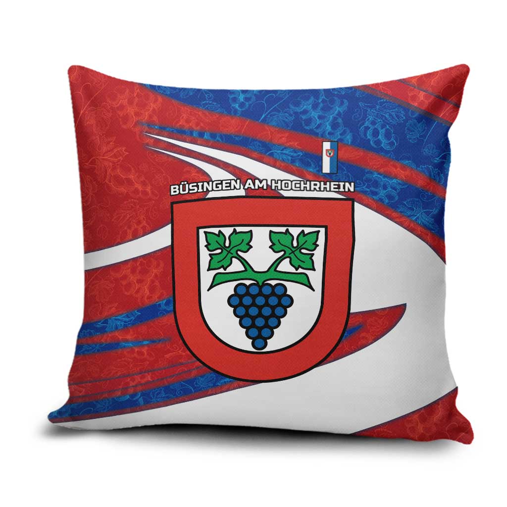 Busingen am Hochrhein Germany Pillow Cover with Grape Crest Design and Red Blue Wine Theme - Wonder Print Shop