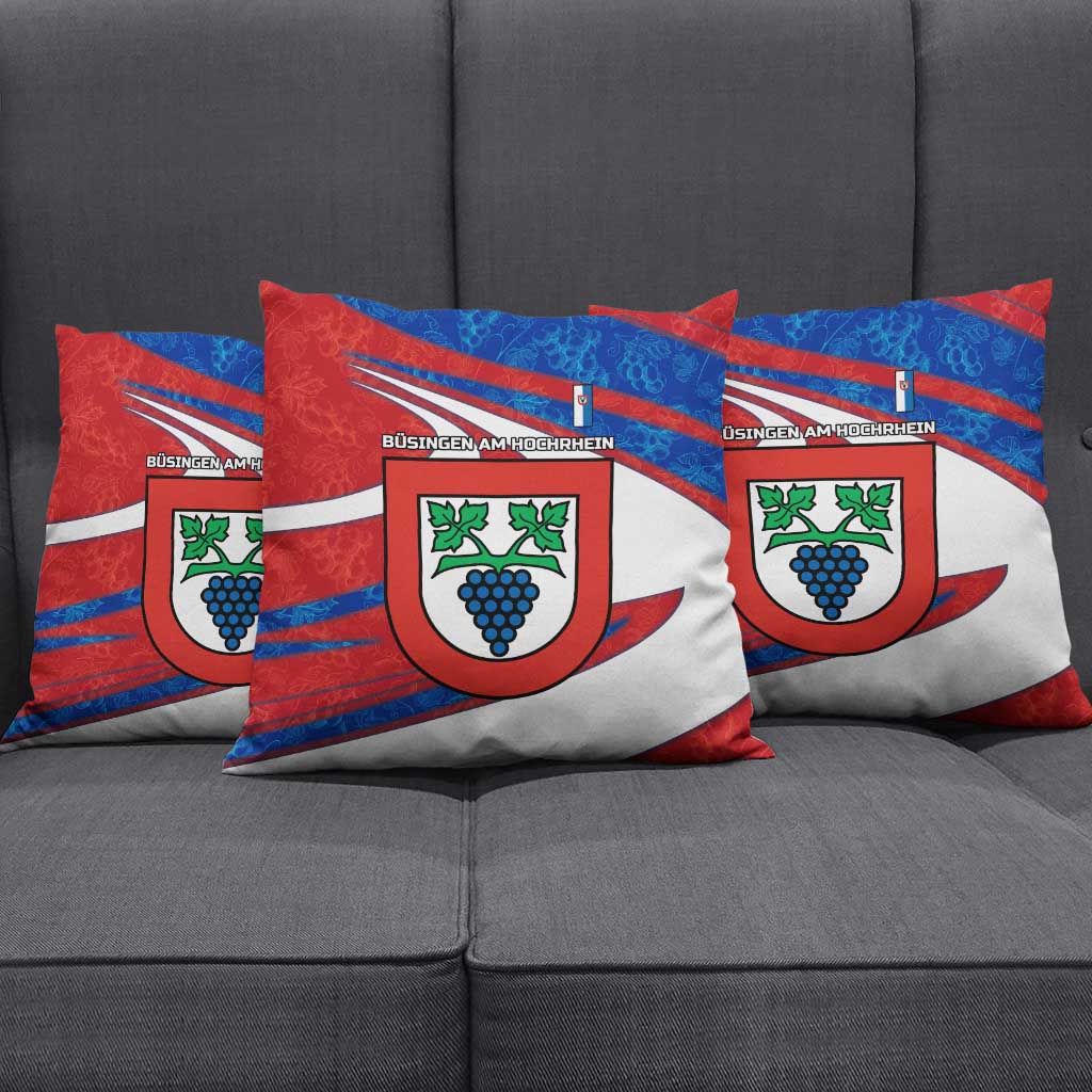 Busingen am Hochrhein Germany Pillow Cover with Grape Crest Design and Red Blue Wine Theme - Wonder Print Shop