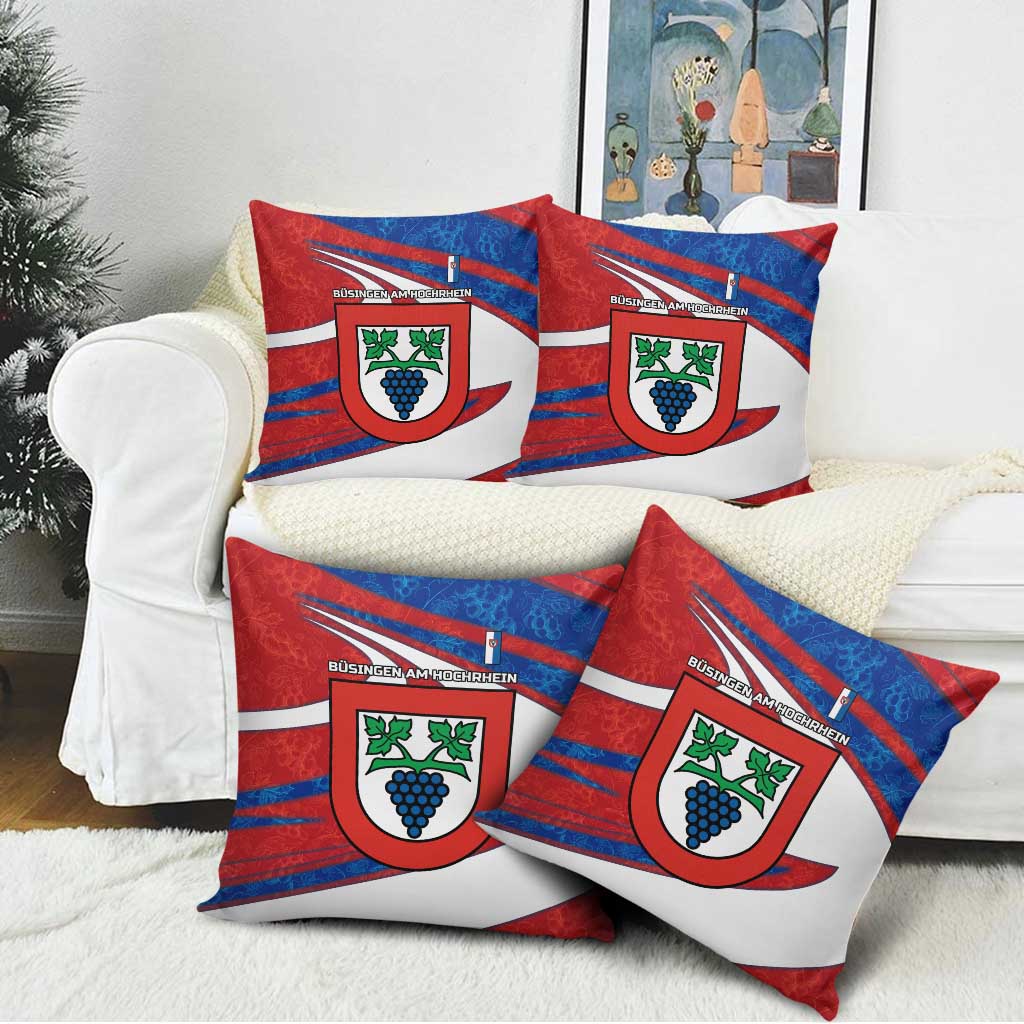 Busingen am Hochrhein Germany Pillow Cover with Grape Crest Design and Red Blue Wine Theme - Wonder Print Shop