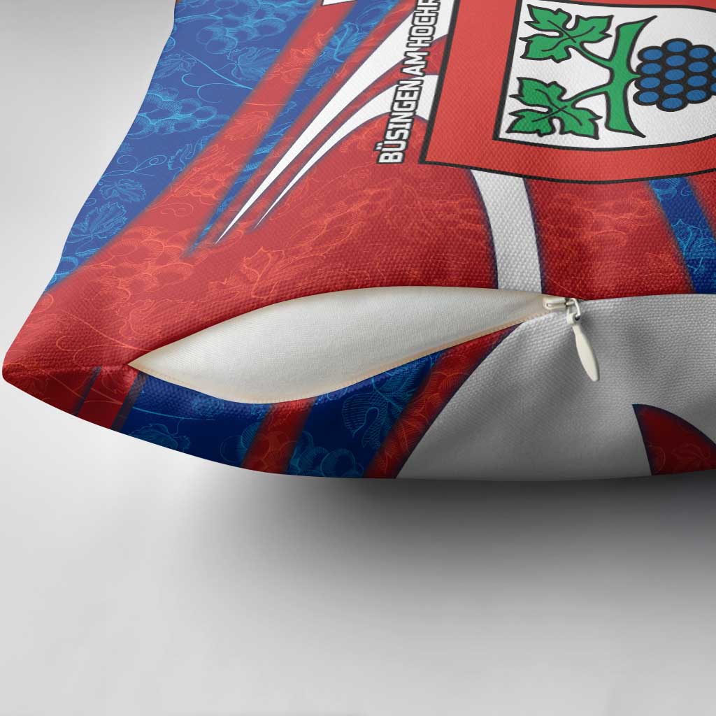 Busingen am Hochrhein Germany Pillow Cover with Grape Crest Design and Red Blue Wine Theme - Wonder Print Shop