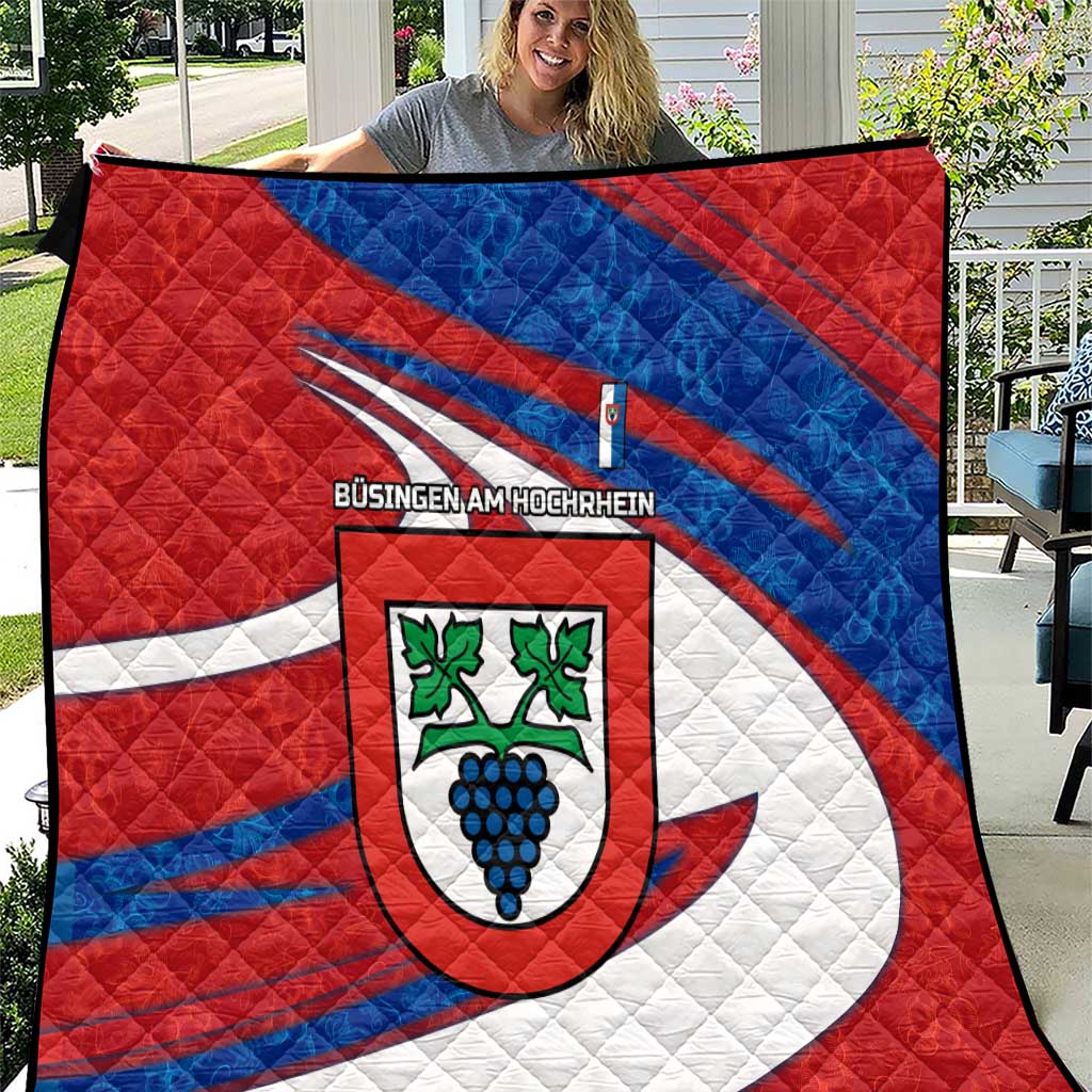 Busingen am Hochrhein Germany Quilt with Grape Crest Design and Red Blue Wine Theme - Wonder Print Shop
