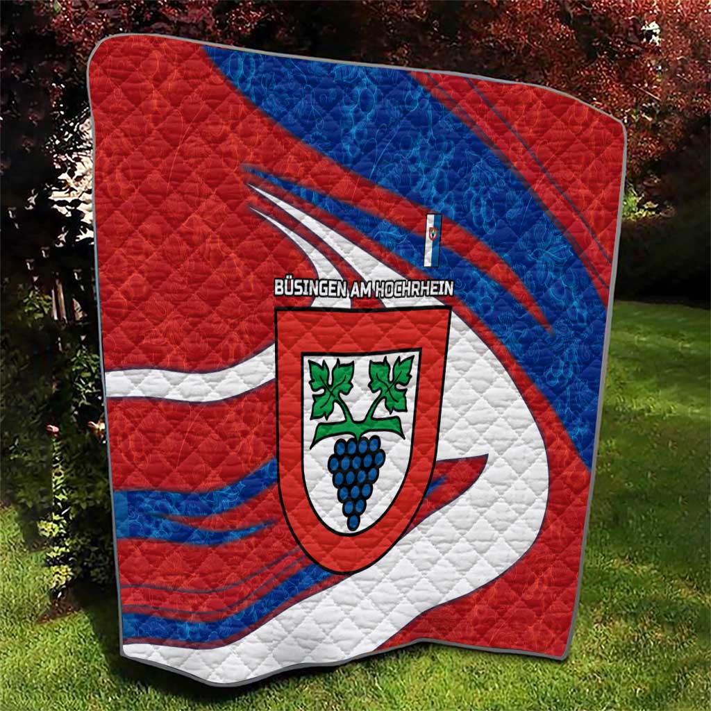 Busingen am Hochrhein Germany Quilt with Grape Crest Design and Red Blue Wine Theme - Wonder Print Shop