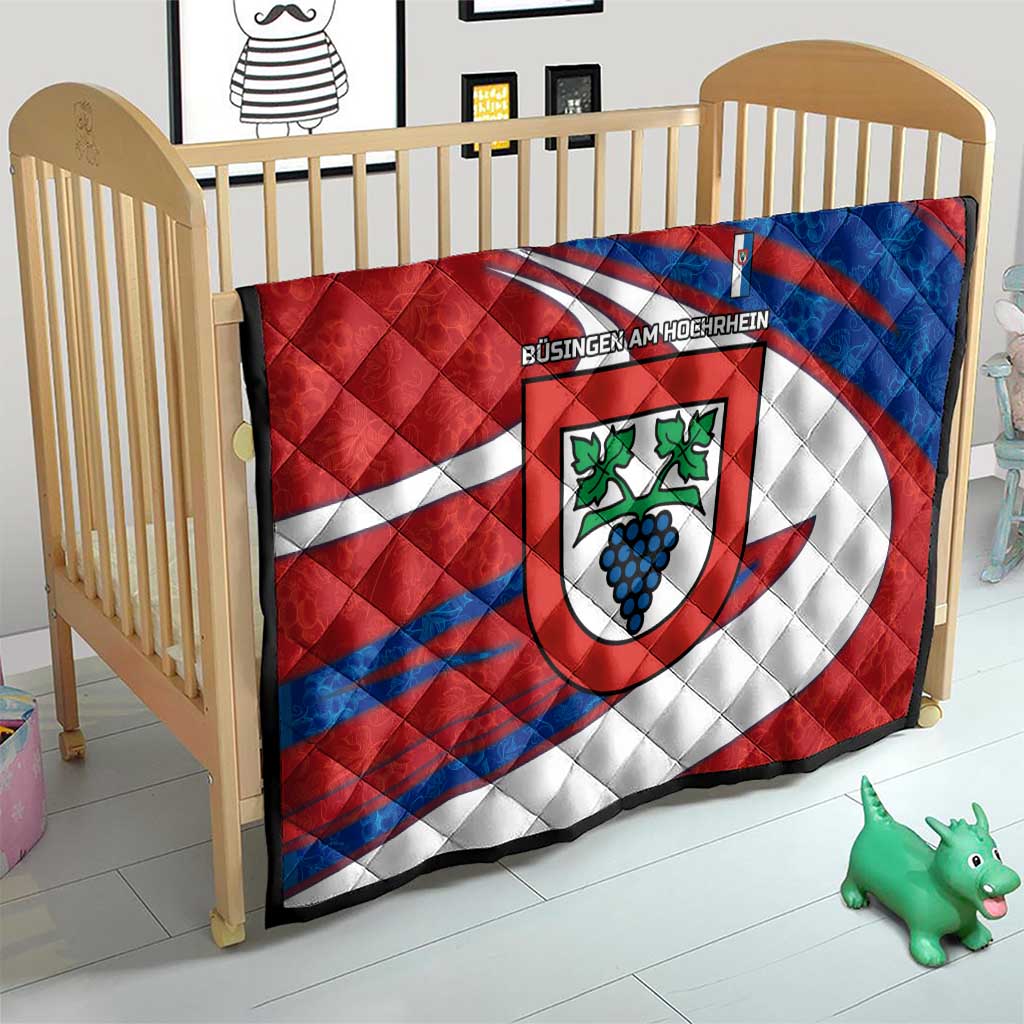 Busingen am Hochrhein Germany Quilt with Grape Crest Design and Red Blue Wine Theme - Wonder Print Shop