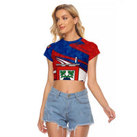 Busingen am Hochrhein Germany Raglan Cropped T Shirt with Grape Crest Design and Red Blue Wine Theme - Wonder Print Shop