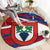 Busingen am Hochrhein Germany Round Carpet with Grape Crest Design and Red Blue Wine Theme - Wonder Print Shop