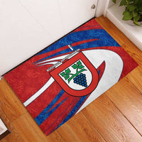 Busingen am Hochrhein Germany Rubber Doormat with Grape Crest Design and Red Blue Wine Theme - Wonder Print Shop