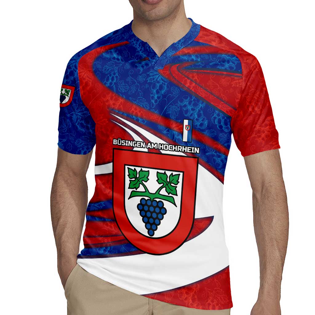 Busingen am Hochrhein Germany Rugby Jersey with Grape Crest Design and Red Blue Wine Theme - Wonder Print Shop