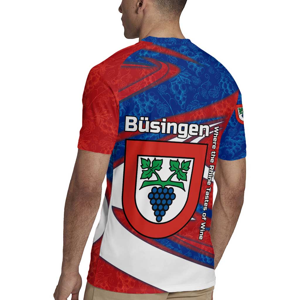Busingen am Hochrhein Germany Rugby Jersey with Grape Crest Design and Red Blue Wine Theme - Wonder Print Shop