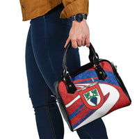 Busingen am Hochrhein Germany Shoulder Handbag with Grape Crest Design and Red Blue Wine Theme - Wonder Print Shop