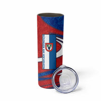 Busingen am Hochrhein Germany Skinny Tumbler with Grape Crest Design and Red Blue Wine Theme - Wonder Print Shop