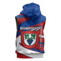 Busingen am Hochrhein Germany Sleeveless Zip Hoodie with Grape Crest Design and Red Blue Wine Theme - Wonder Print Shop