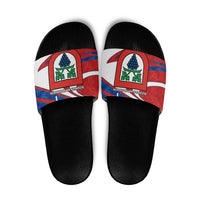 Busingen am Hochrhein Germany Slide Sandals with Grape Crest Design and Red Blue Wine Theme - Wonder Print Shop