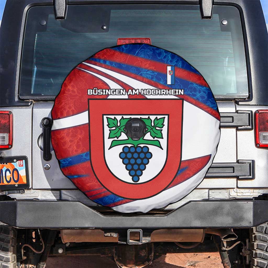 Busingen am Hochrhein Germany Spare Tire Cover with Grape Crest Design and Red Blue Wine Theme - Wonder Print Shop