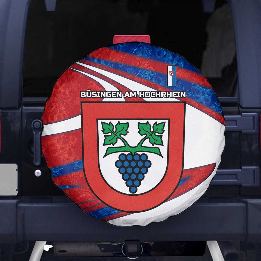 Busingen am Hochrhein Germany Spare Tire Cover with Grape Crest Design and Red Blue Wine Theme - Wonder Print Shop
