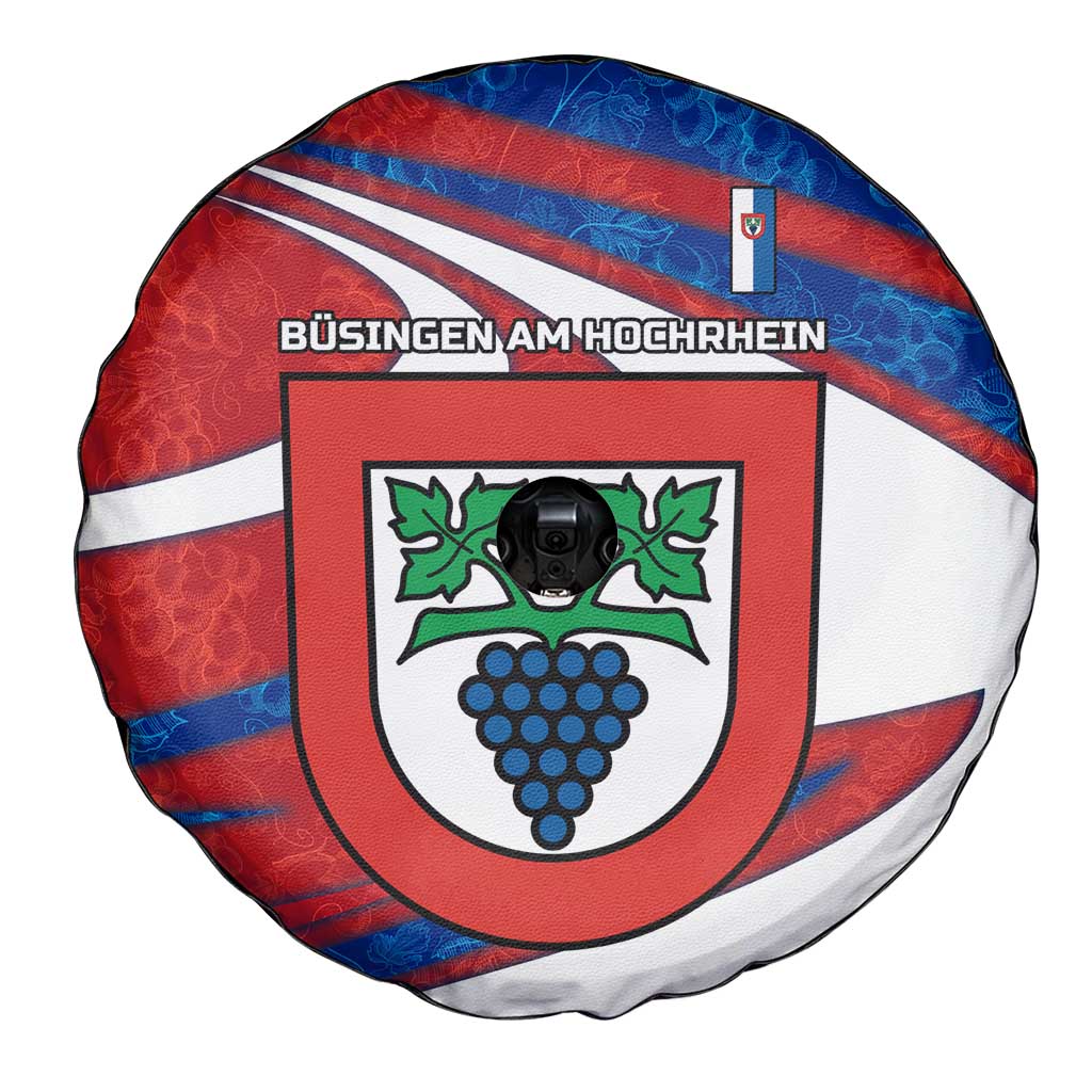 Busingen am Hochrhein Germany Spare Tire Cover with Grape Crest Design and Red Blue Wine Theme - Wonder Print Shop