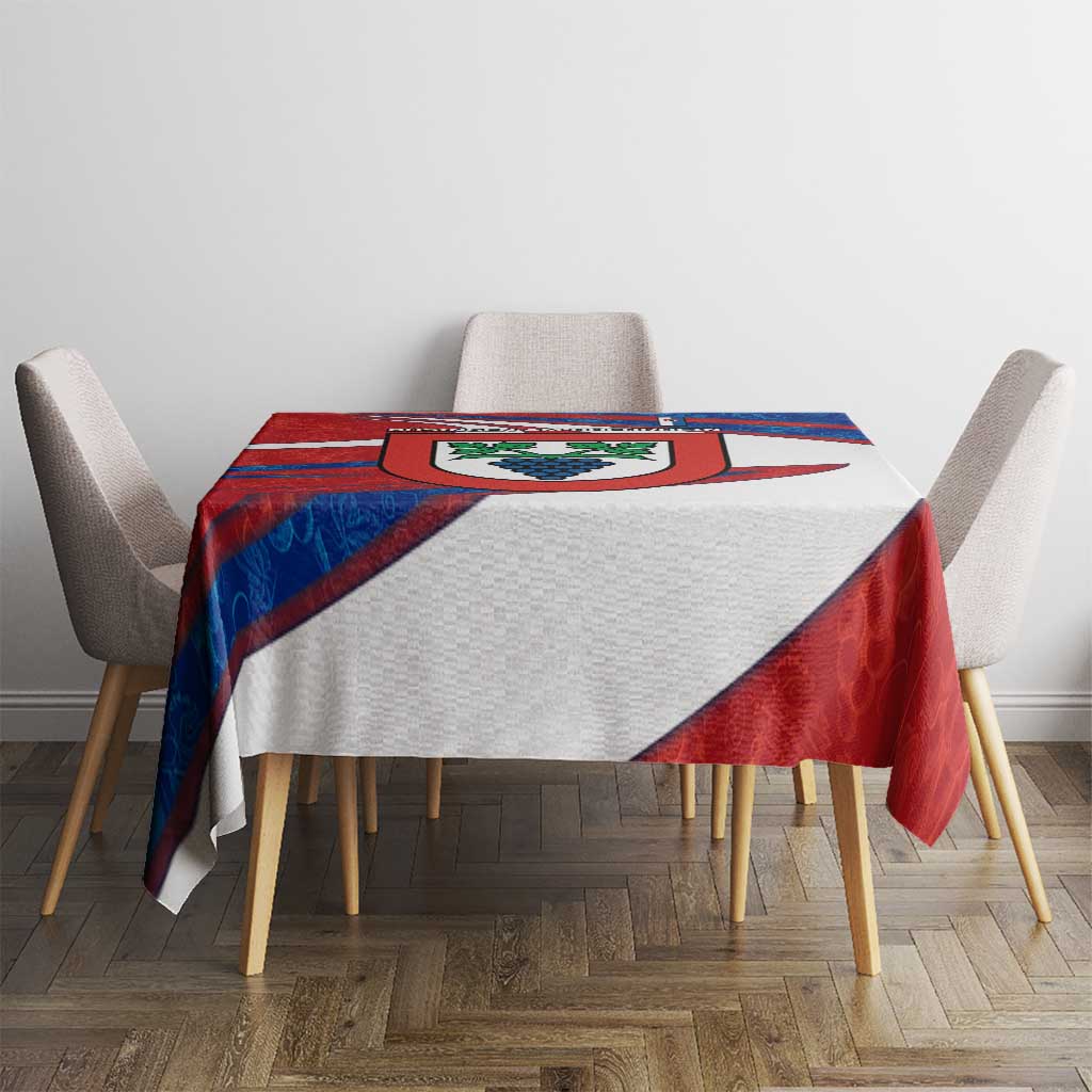 Busingen am Hochrhein Germany Tablecloth with Grape Crest Design and Red Blue Wine Theme - Wonder Print Shop