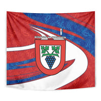 Busingen am Hochrhein Germany Tapestry with Grape Crest Design and Red Blue Wine Theme - Wonder Print Shop