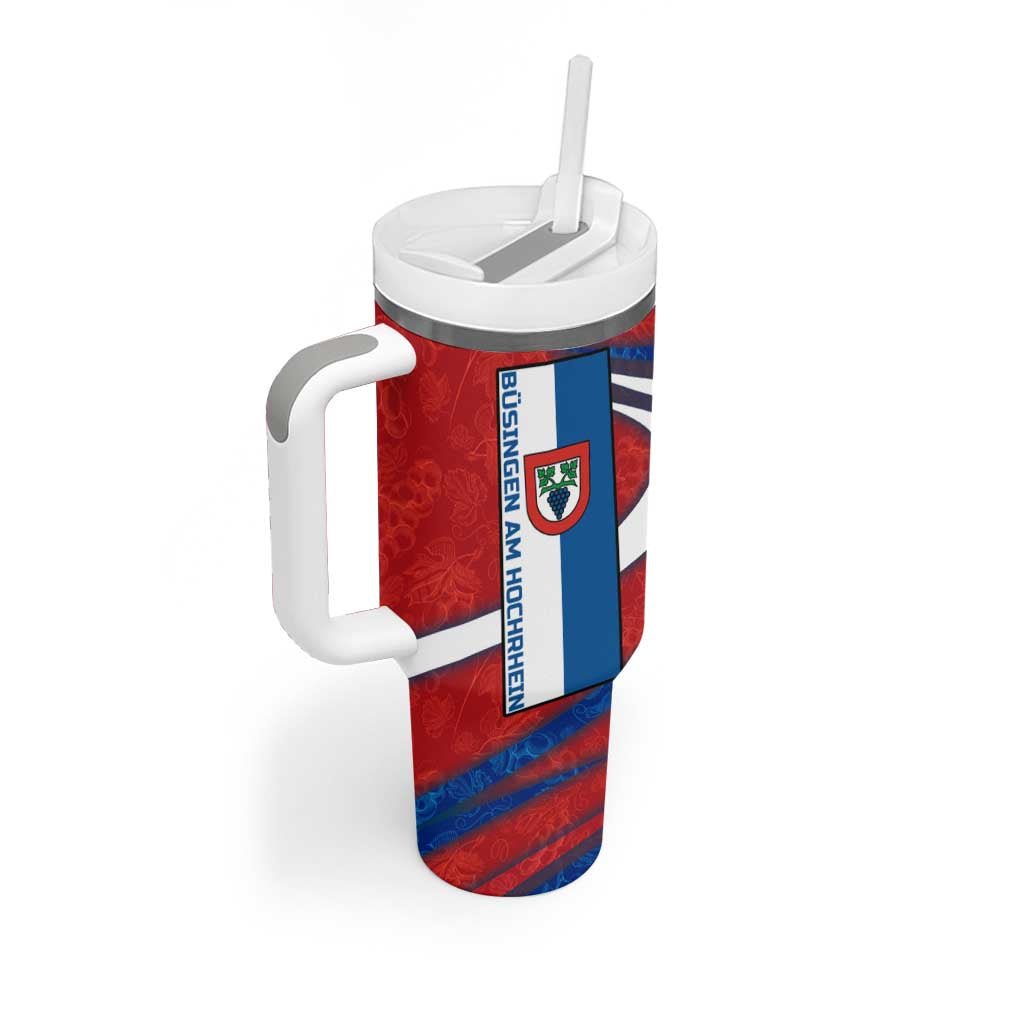 Busingen am Hochrhein Germany Tumbler With Handle with Grape Crest Design and Red Blue Wine Theme - Wonder Print Shop