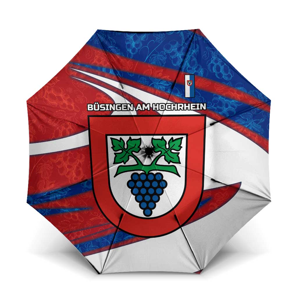 Busingen am Hochrhein Germany Umbrella with Grape Crest Design and Red Blue Wine Theme - Wonder Print Shop