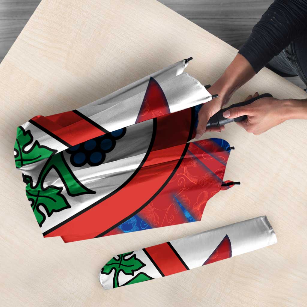 Busingen am Hochrhein Germany Umbrella with Grape Crest Design and Red Blue Wine Theme - Wonder Print Shop