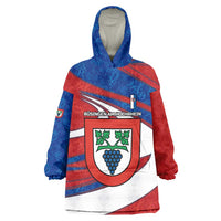 Busingen am Hochrhein Germany Wearable Blanket Hoodie with Grape Crest Design and Red Blue Wine Theme - Wonder Print Shop
