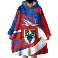 Busingen am Hochrhein Germany Wearable Blanket Hoodie with Grape Crest Design and Red Blue Wine Theme - Wonder Print Shop
