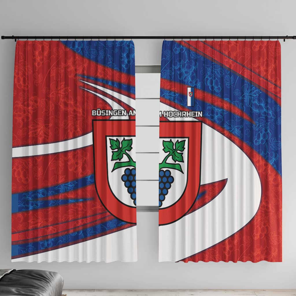 Busingen am Hochrhein Germany Window Curtain with Grape Crest Design and Red Blue Wine Theme - Wonder Print Shop