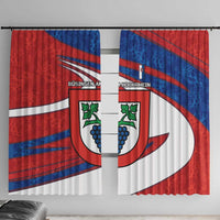 Busingen am Hochrhein Germany Window Curtain with Grape Crest Design and Red Blue Wine Theme - Wonder Print Shop