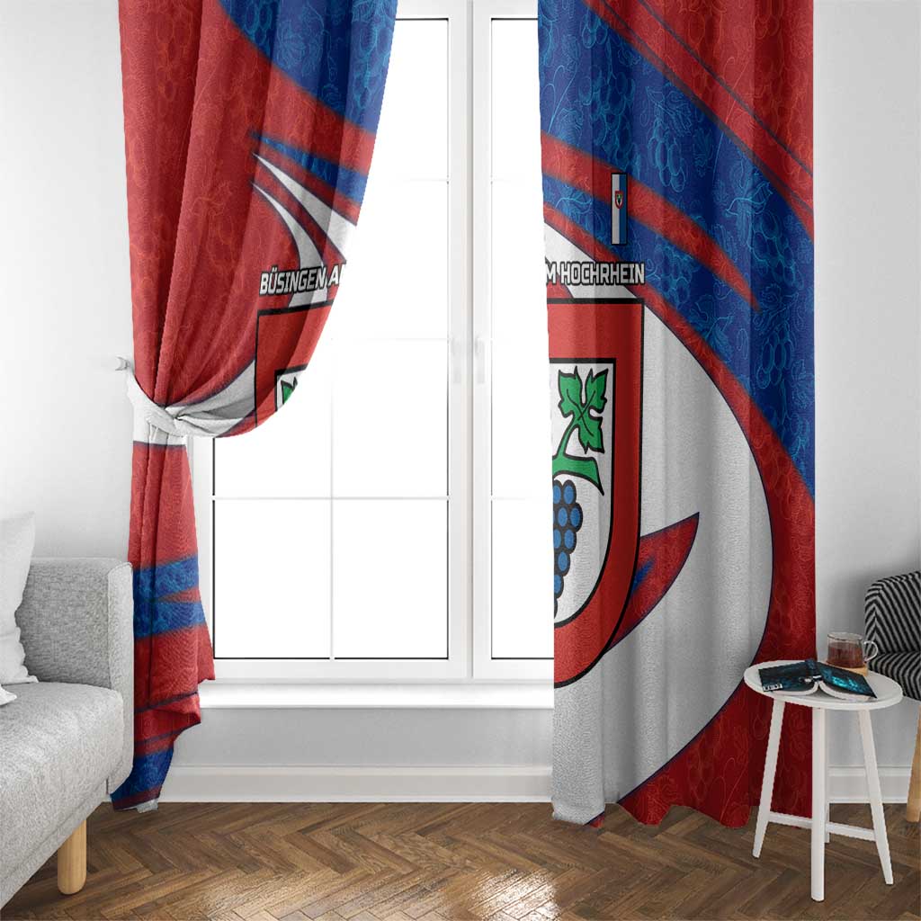 Busingen am Hochrhein Germany Window Curtain with Grape Crest Design and Red Blue Wine Theme - Wonder Print Shop