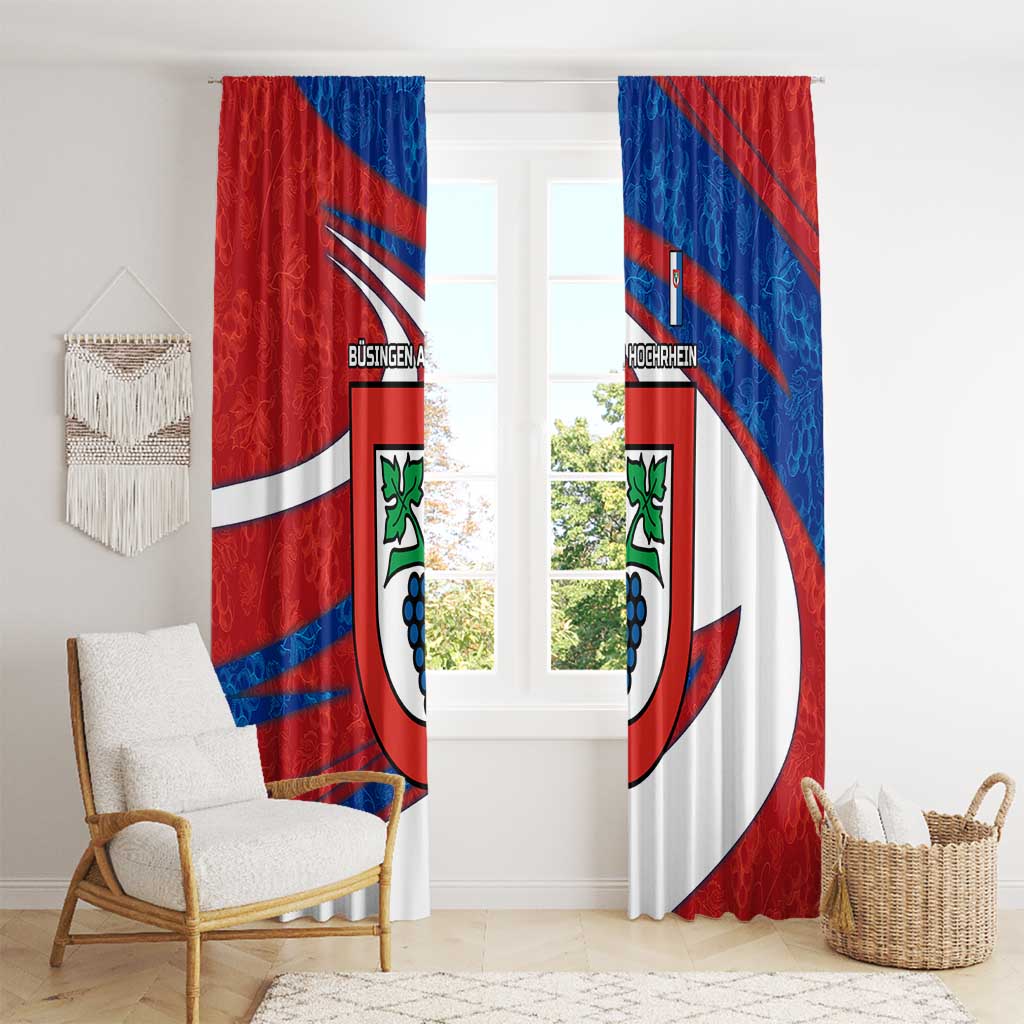 Busingen am Hochrhein Germany Window Curtain with Grape Crest Design and Red Blue Wine Theme - Wonder Print Shop