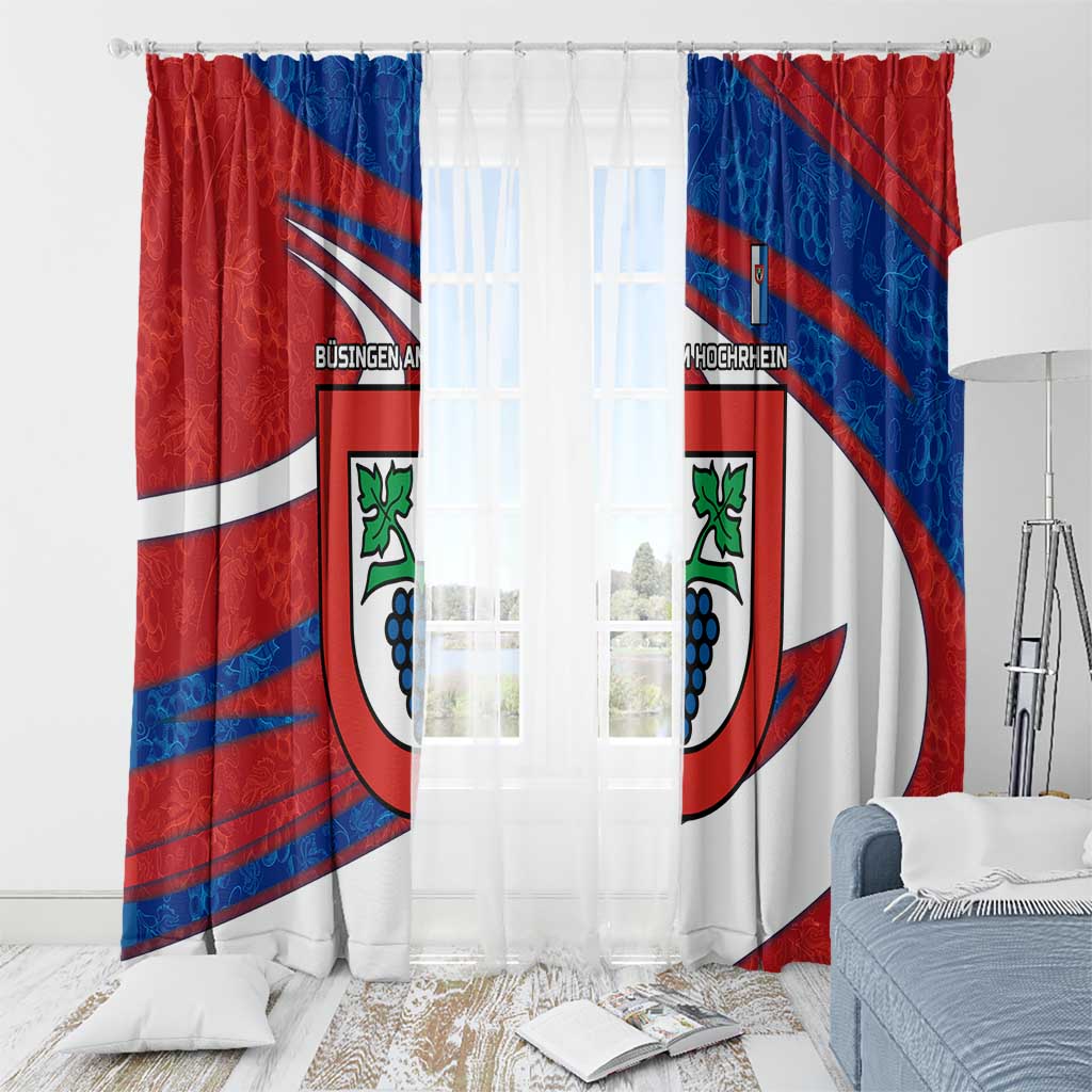 Busingen am Hochrhein Germany Window Curtain with Grape Crest Design and Red Blue Wine Theme - Wonder Print Shop