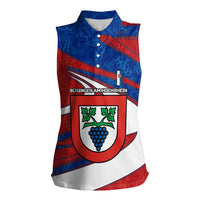Busingen am Hochrhein Germany Women Sleeveless Polo Shirt with Grape Crest Design and Red Blue Wine Theme - Wonder Print Shop