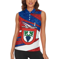 Busingen am Hochrhein Germany Women Sleeveless Polo Shirt with Grape Crest Design and Red Blue Wine Theme - Wonder Print Shop