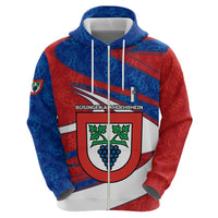Busingen am Hochrhein Germany Zip Hoodie with Grape Crest Design and Red Blue Wine Theme - Wonder Print Shop