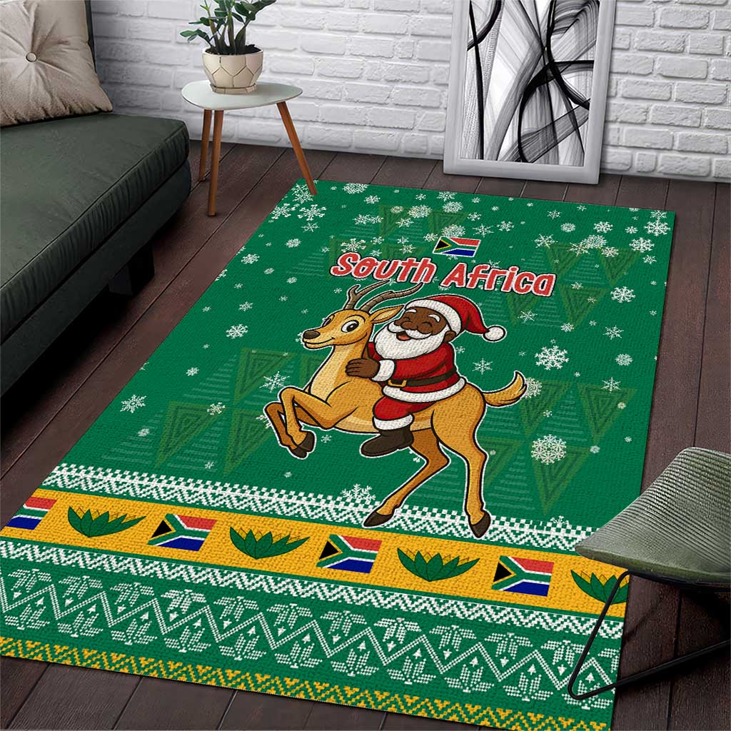 South Africa Christmas Area Rug Santa Reindeer and Africa Map - Wonder Print Shop
