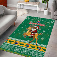 South Africa Christmas Area Rug Santa Reindeer and Africa Map - Wonder Print Shop