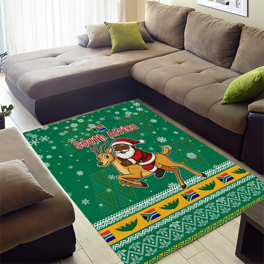 South Africa Christmas Area Rug Santa Reindeer and Africa Map - Wonder Print Shop