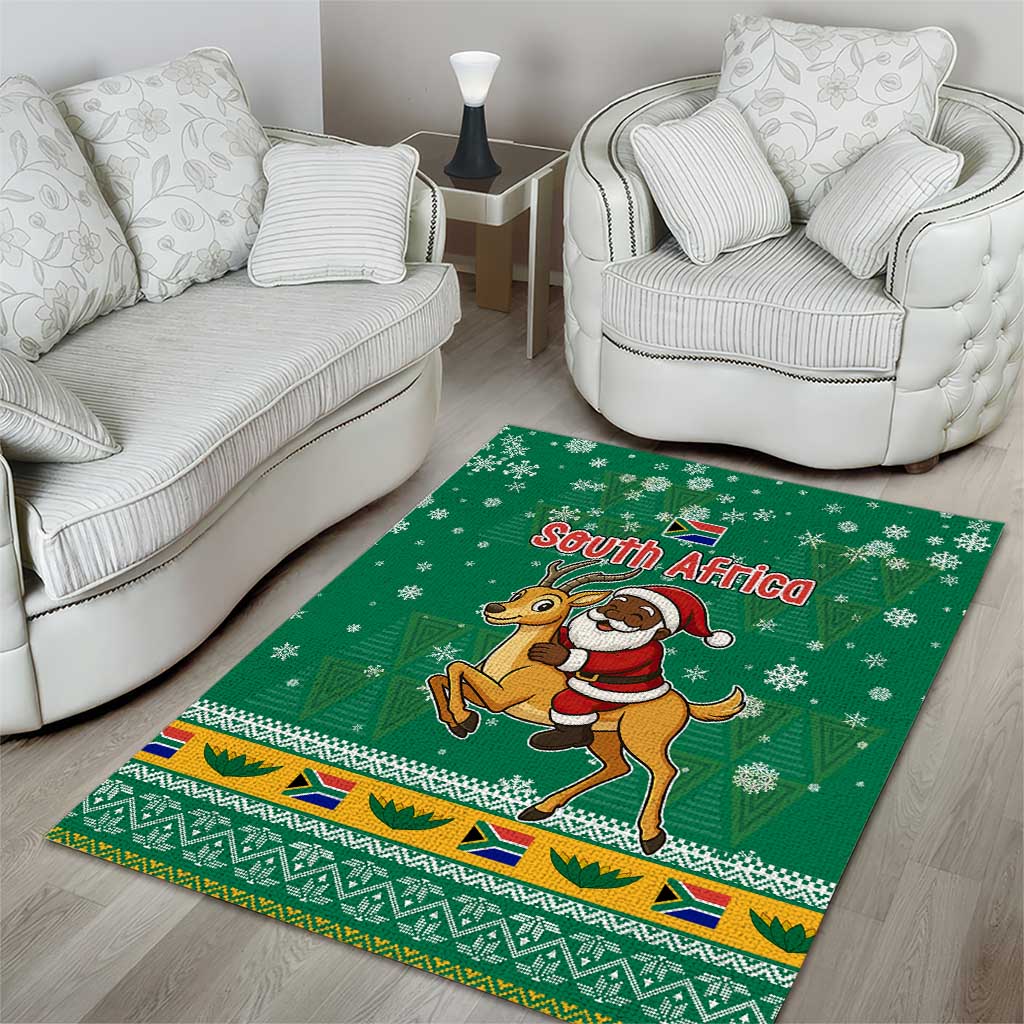 South Africa Christmas Area Rug Santa Reindeer and Africa Map - Wonder Print Shop
