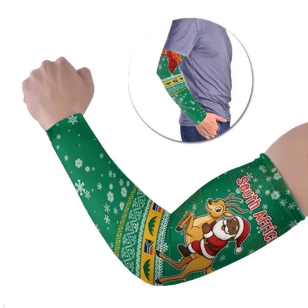 South Africa Christmas Arm Sleeves Santa Reindeer and Africa Map - Wonder Print Shop