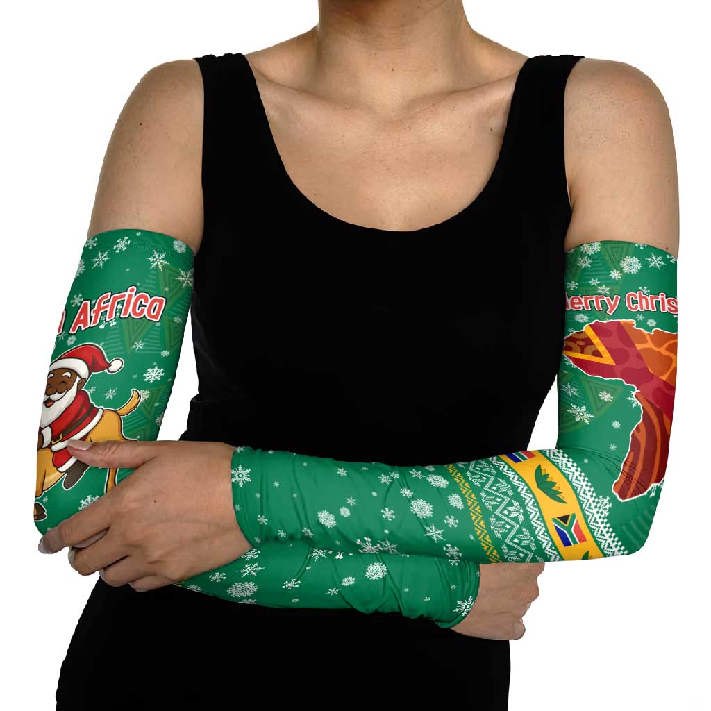 South Africa Christmas Arm Sleeves Santa Reindeer and Africa Map - Wonder Print Shop